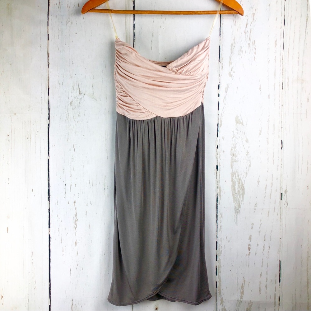 Bloomingdale’s Aqua Draped Strapless Mini Dress